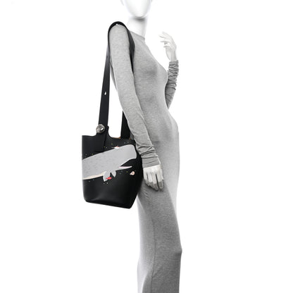Loewe X SUNA FUJITA Smooth Calfskin Whale Medium Pebble Bucket Bag Black 2 of 11