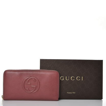 Gucci Pebbled Calfskin Soho Zip Around Wallet Peonia Flower 11 of 11
