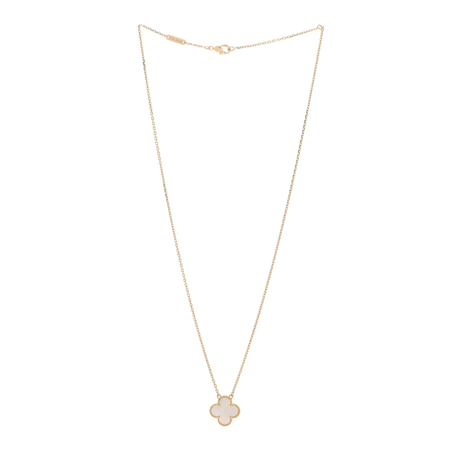 18K Yellow Gold Mother of Pearl Vintage Alhambra Pendant Necklace