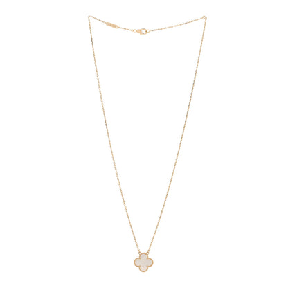 Van Cleef & Arpels 18K Yellow Gold Mother of Pearl Vintage Alhambra Pendant Necklace 2 of 5