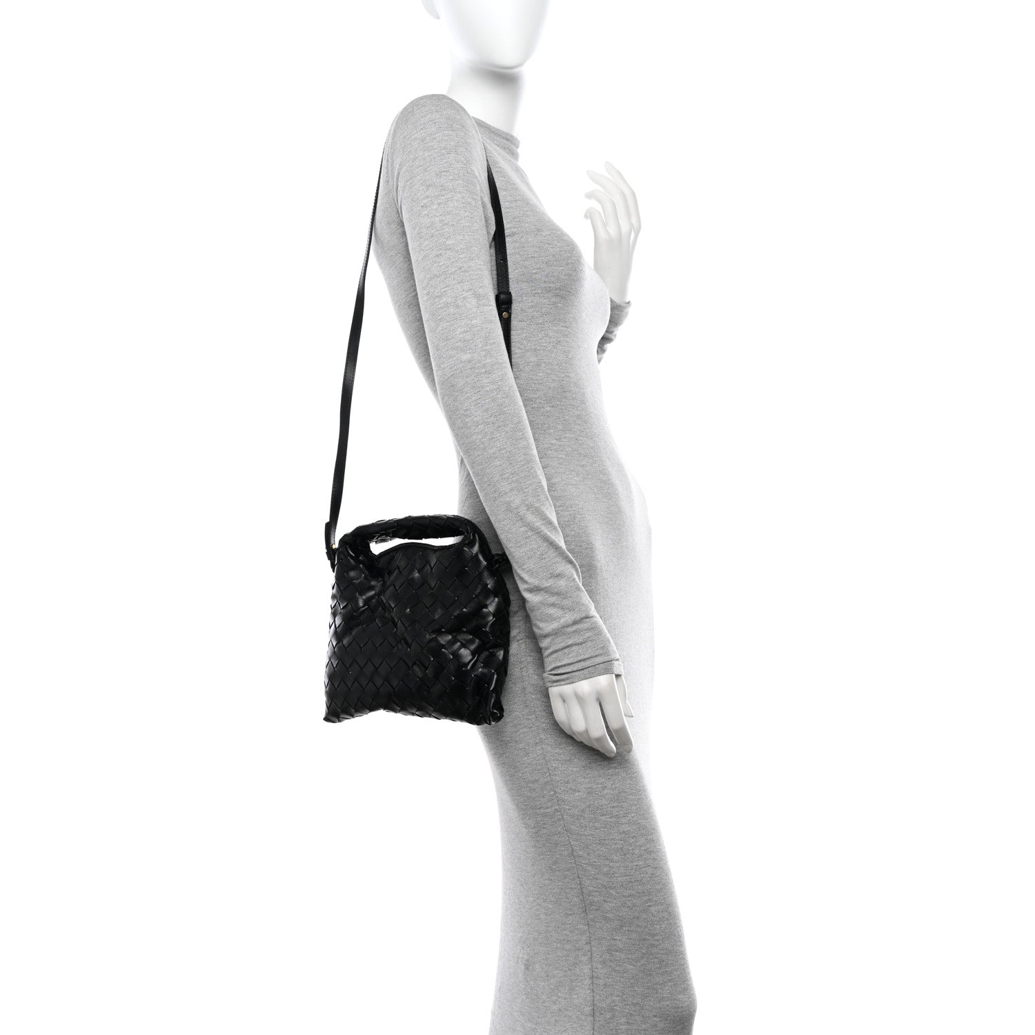 Bottega Veneta Calfskin Intrecciato Mini Hop Black 2 of 11