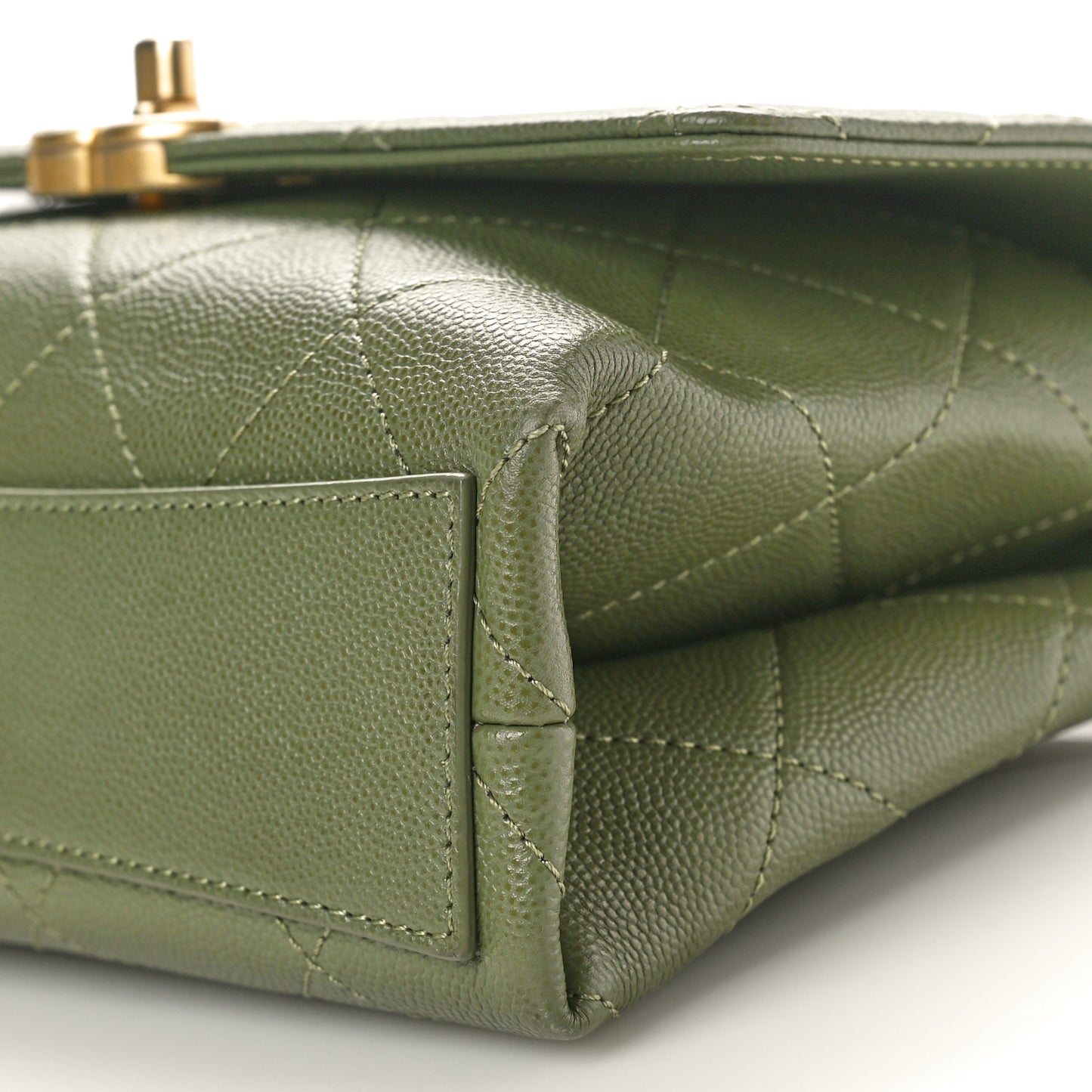 Caviar Quilted Mini Bracelet On Chain Flap Green