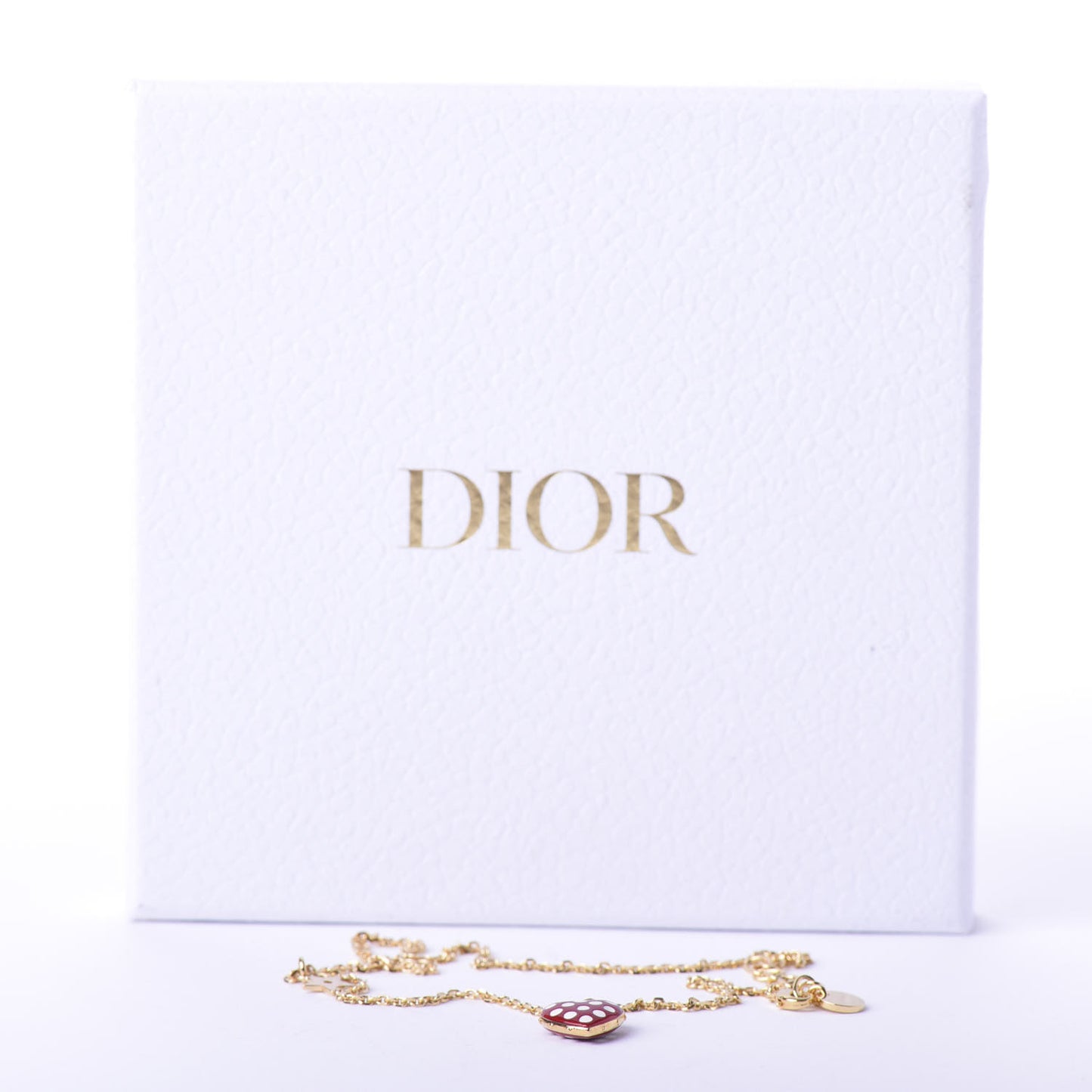 Metal Dioramour Necklace Gold Red