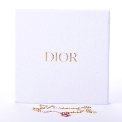 Christian Dior Metal Dioramour Necklace Gold Red 6 of 6