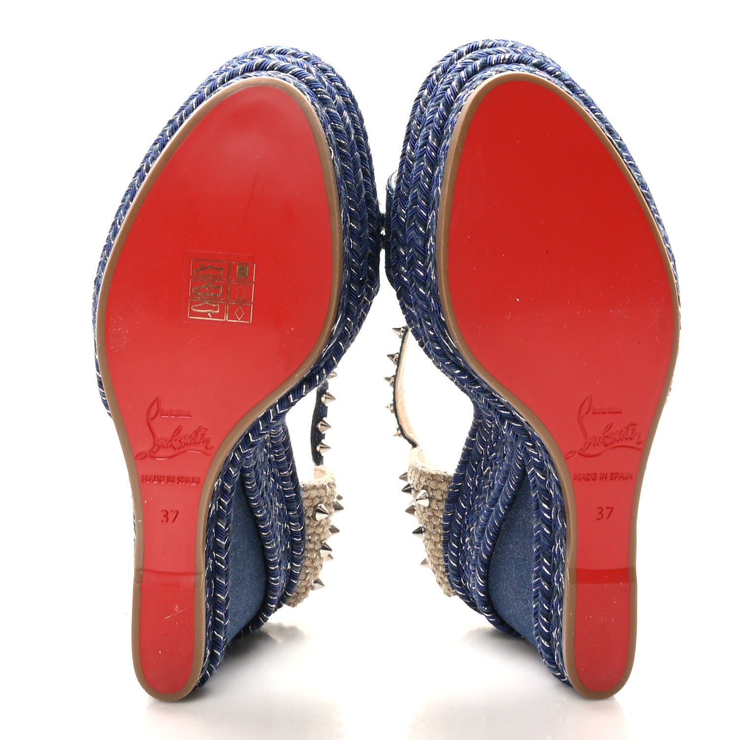 Christian Louboutin Denim Madmonica 120 Wedge Sandals 37 Blue 5 of 7