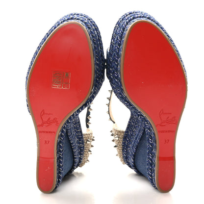 Christian Louboutin Denim Madmonica 120 Wedge Sandals 37 Blue 5 of 7