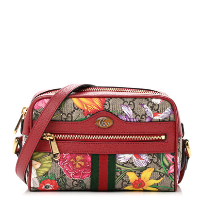 Gucci GG Supreme Monogram Flora Web Mini Ophidia Shoulder Bag Red 1 of 11