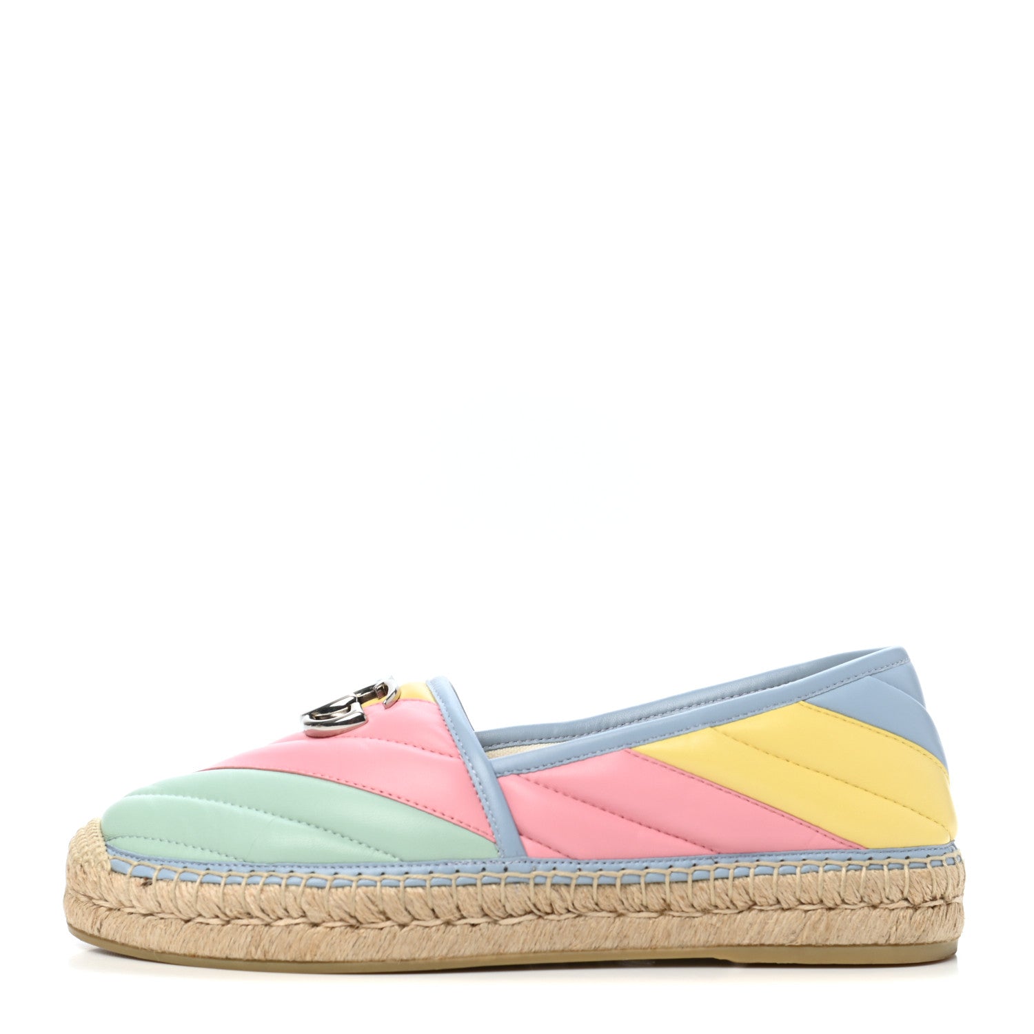 Gucci Nappa Matelasse Diagonal GG Marmont Espadrilles 38 Multicolor Pastel 1 of 8