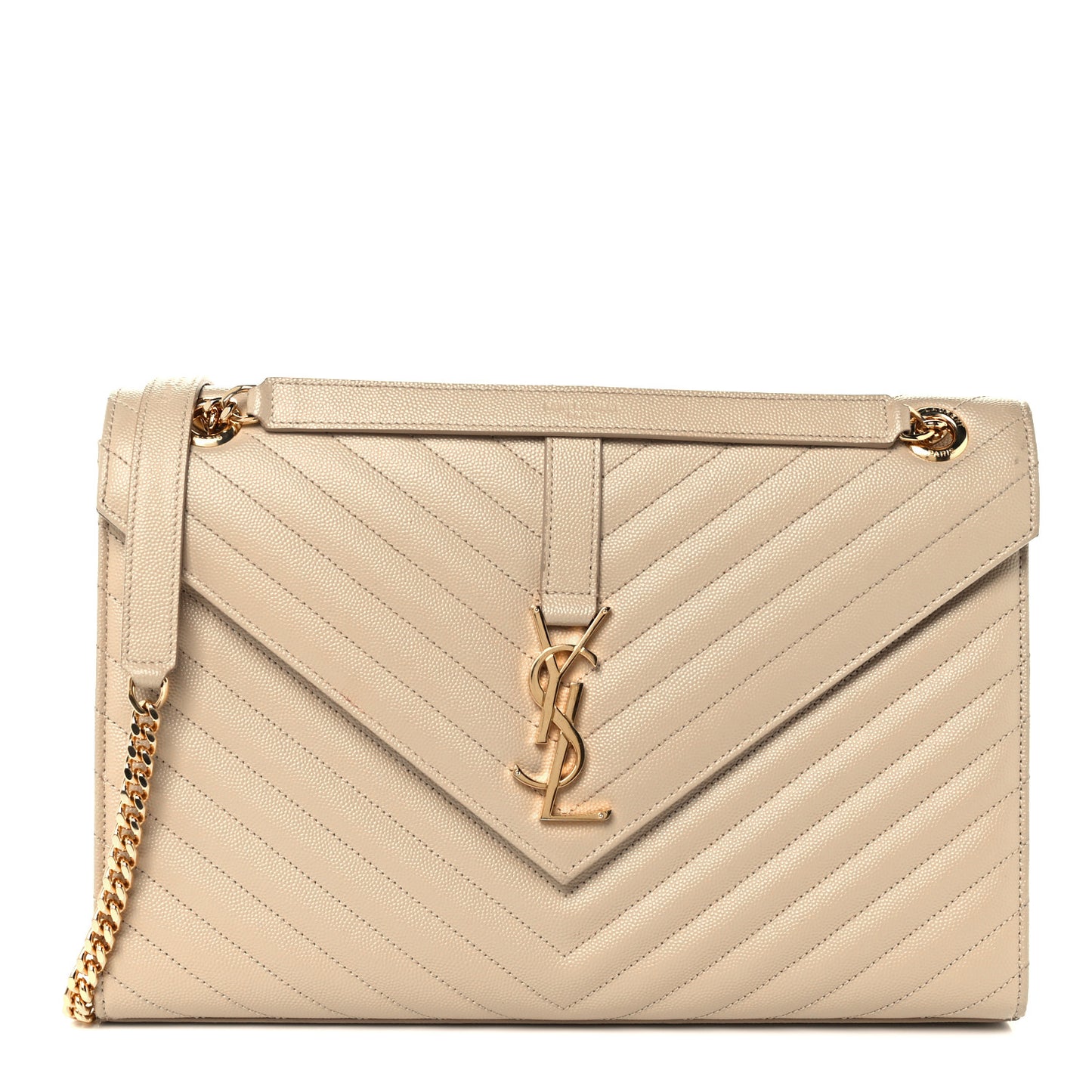 Grain De Poudre Matelasse Chevron Large Monogram Satchel Nude Powder