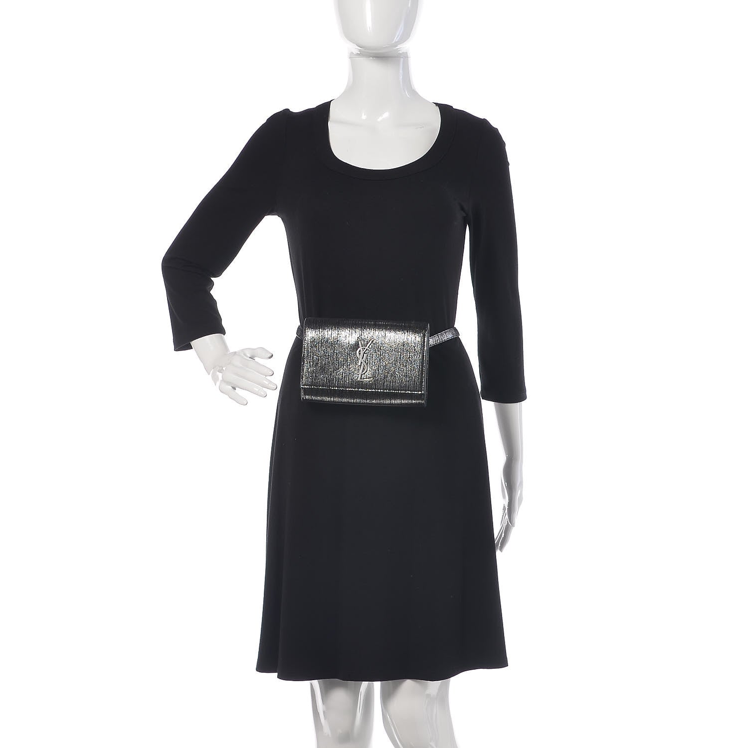 Saint Laurent Metallic Lambskin Lame Kate Belt Bag Black Platine 2 of 8