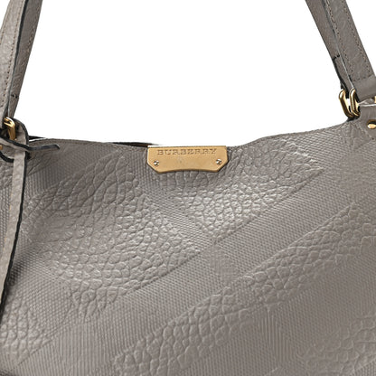 Burberry Signature Grain Calfskin Check Embossed Small Canterbury Tote Stone White 9 of 12