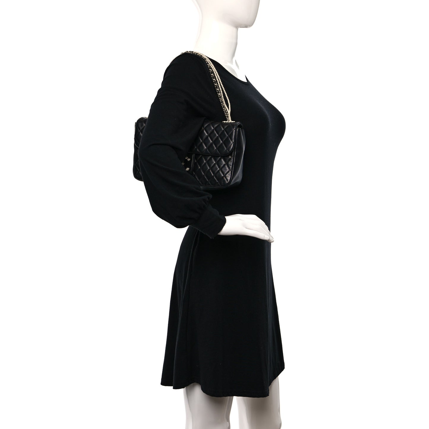 Lambskin Quilted Medium Westminster Pearl Flap Black