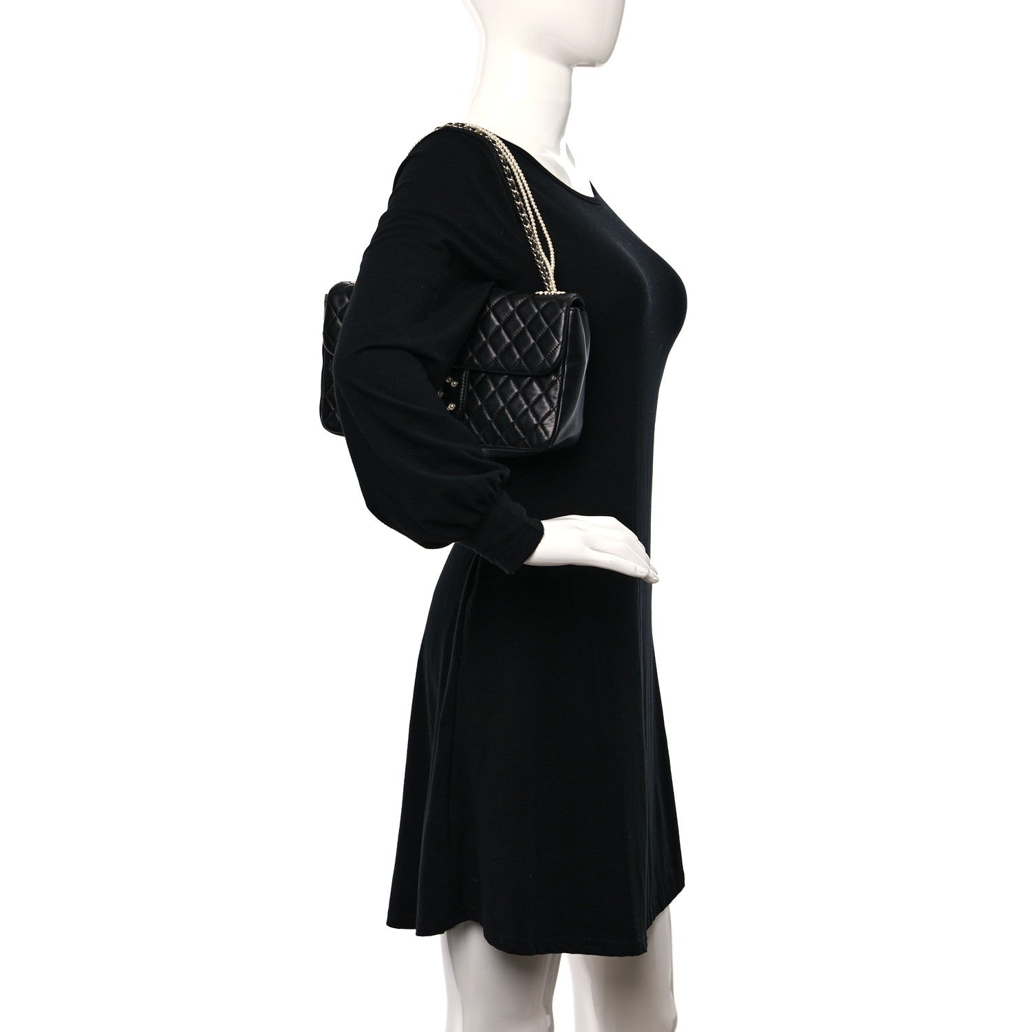 Chanel Lambskin Quilted Medium Westminster Pearl Flap Black 2 of 11