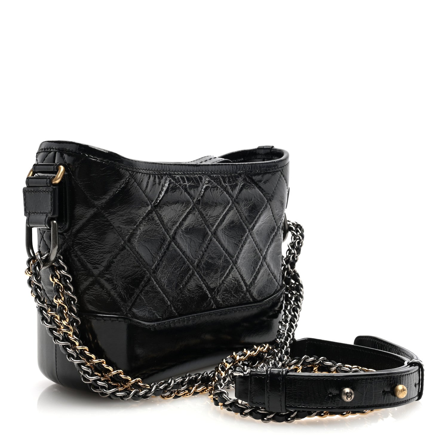 Chanel Shiny Calfskin Quilted Small Gabrielle Hobo Black 3 of 10