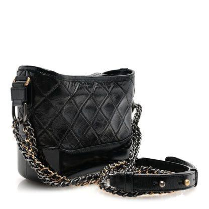 Chanel Shiny Calfskin Quilted Small Gabrielle Hobo Black 3 of 10