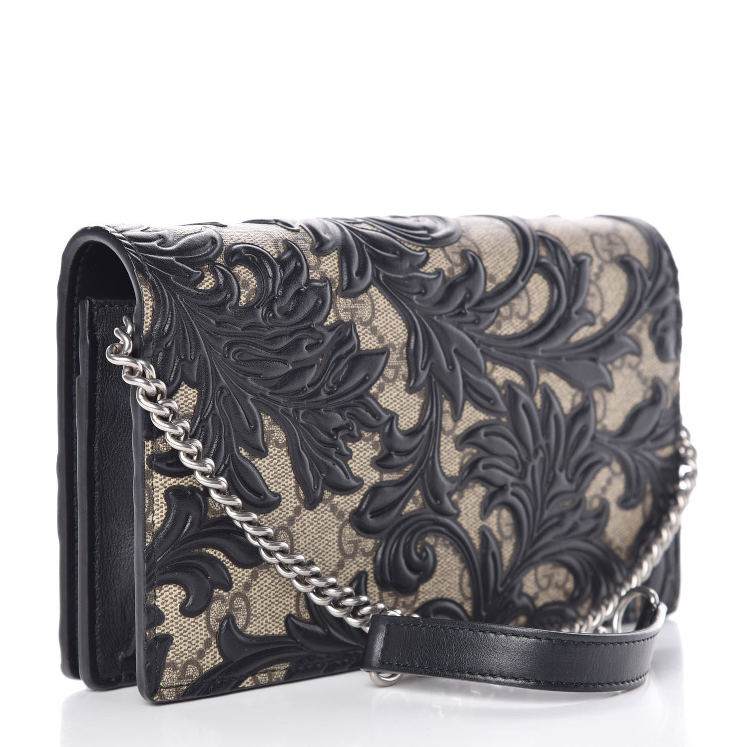 Gucci GG Supreme Monogram Arabesque Chain Wallet Black 3 of 10
