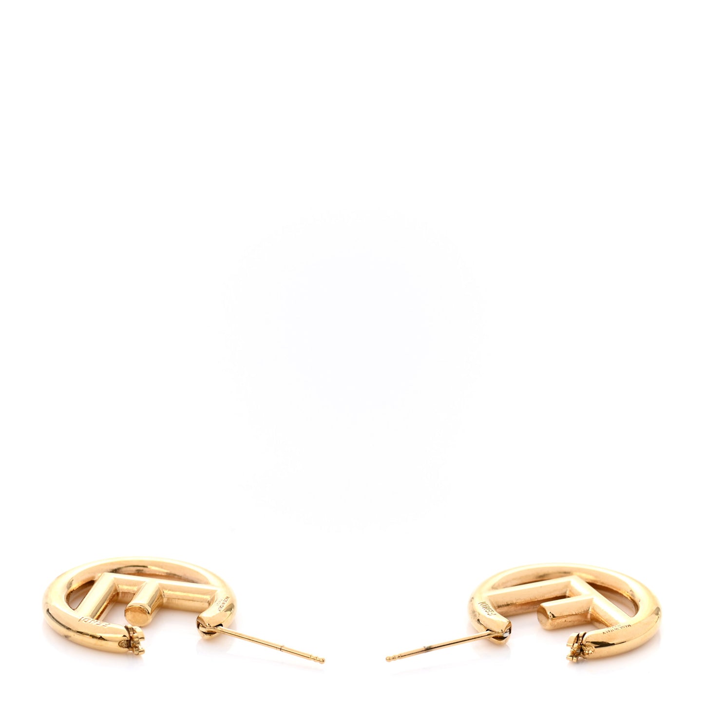 Metal FF Hoop Earrings Gold