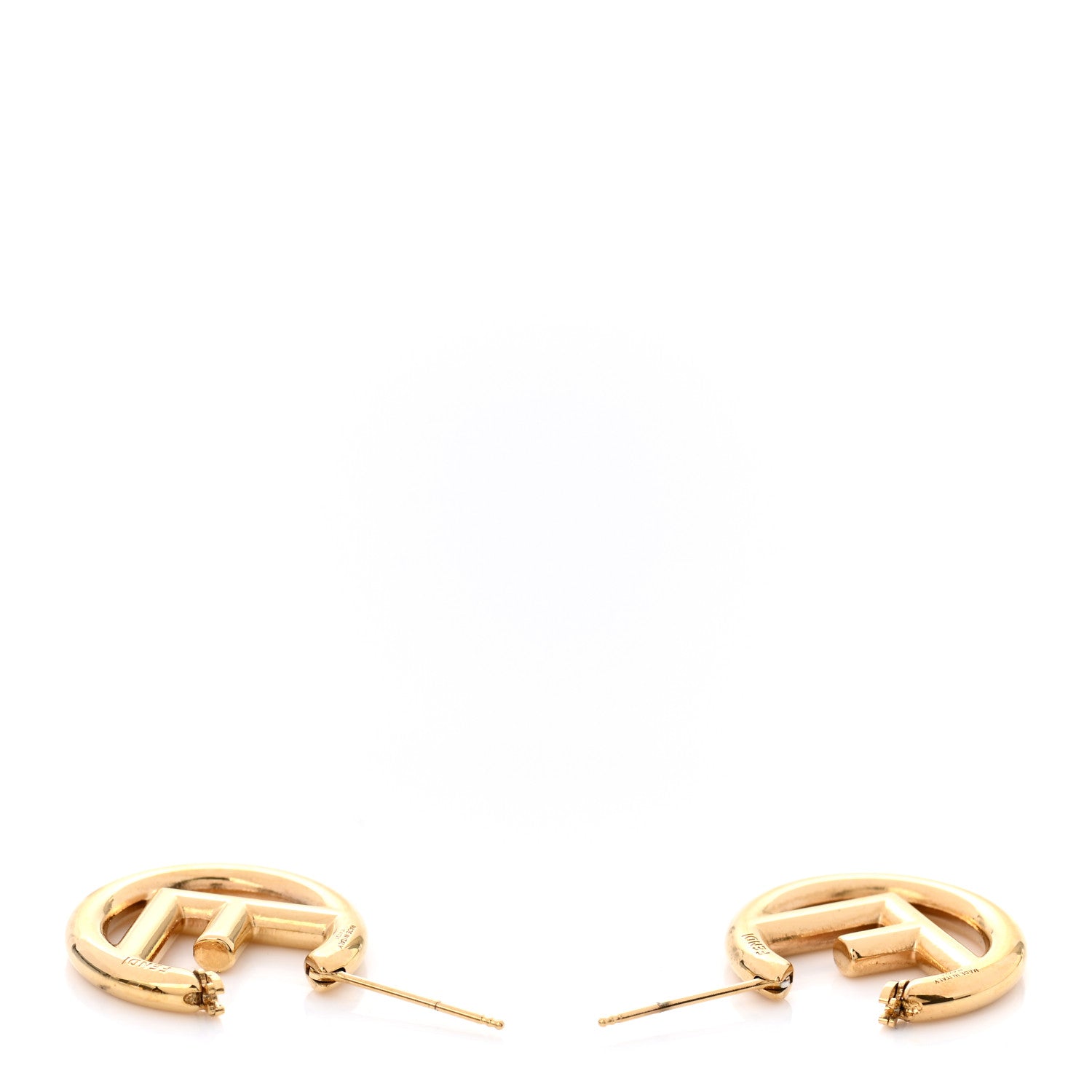 Fendi Metal FF Hoop Earrings Gold 3 of 6