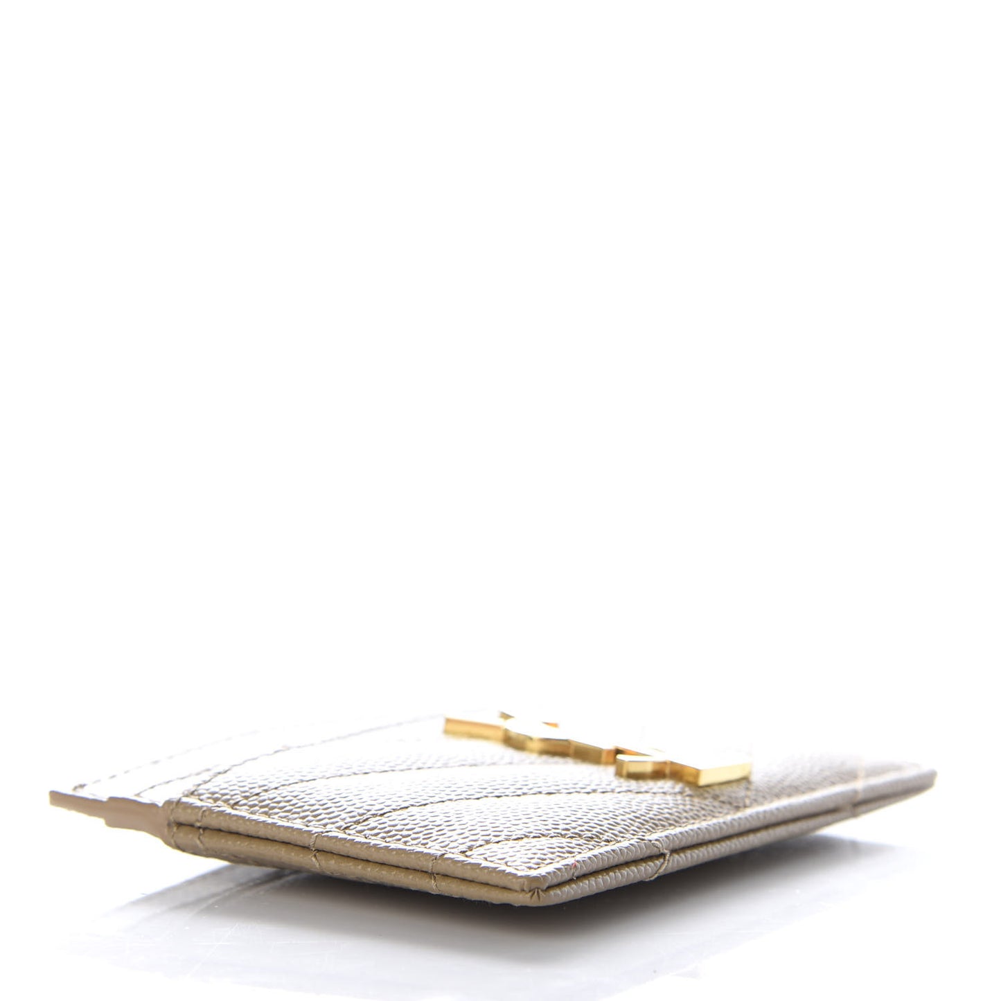 Grain De Poudre Matelasse Chevron Monogram Credit Card Case Dark Latte