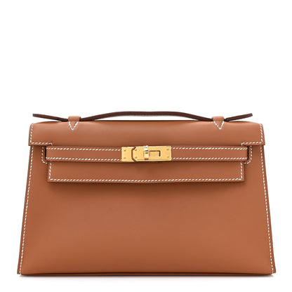 Hermes Swift Kelly Pochette Clutch Gold 1 of 10