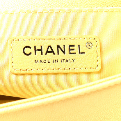 Chanel Caviar Chevron Quilted Small Boy Flap Yellow 6 of 9