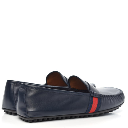 Gucci Nappa Web Mens Kanye Driver Loafers 11 Blue 4 of 9