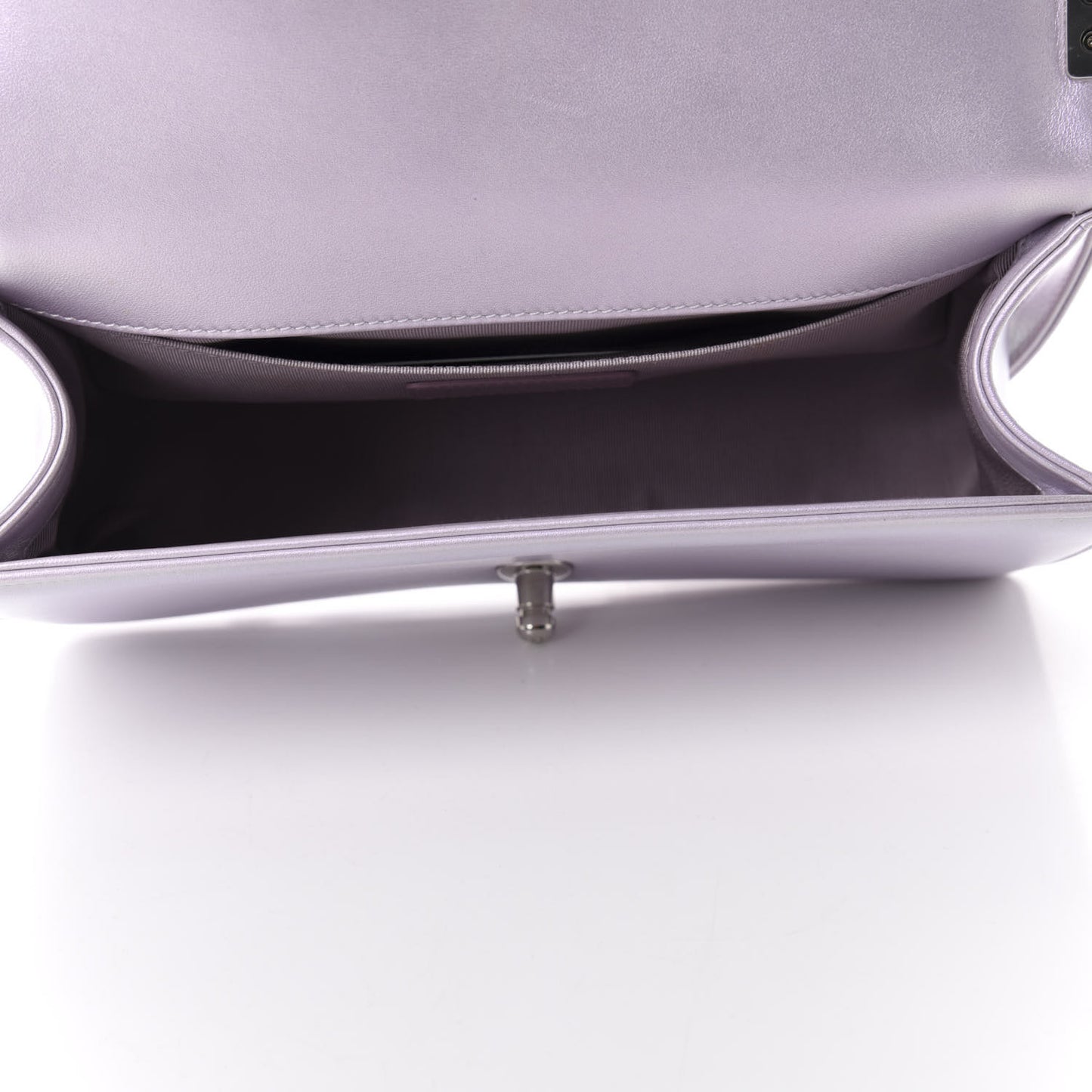 Metallic Lambskin Chevron Quilted Medium Boy Flap Pink