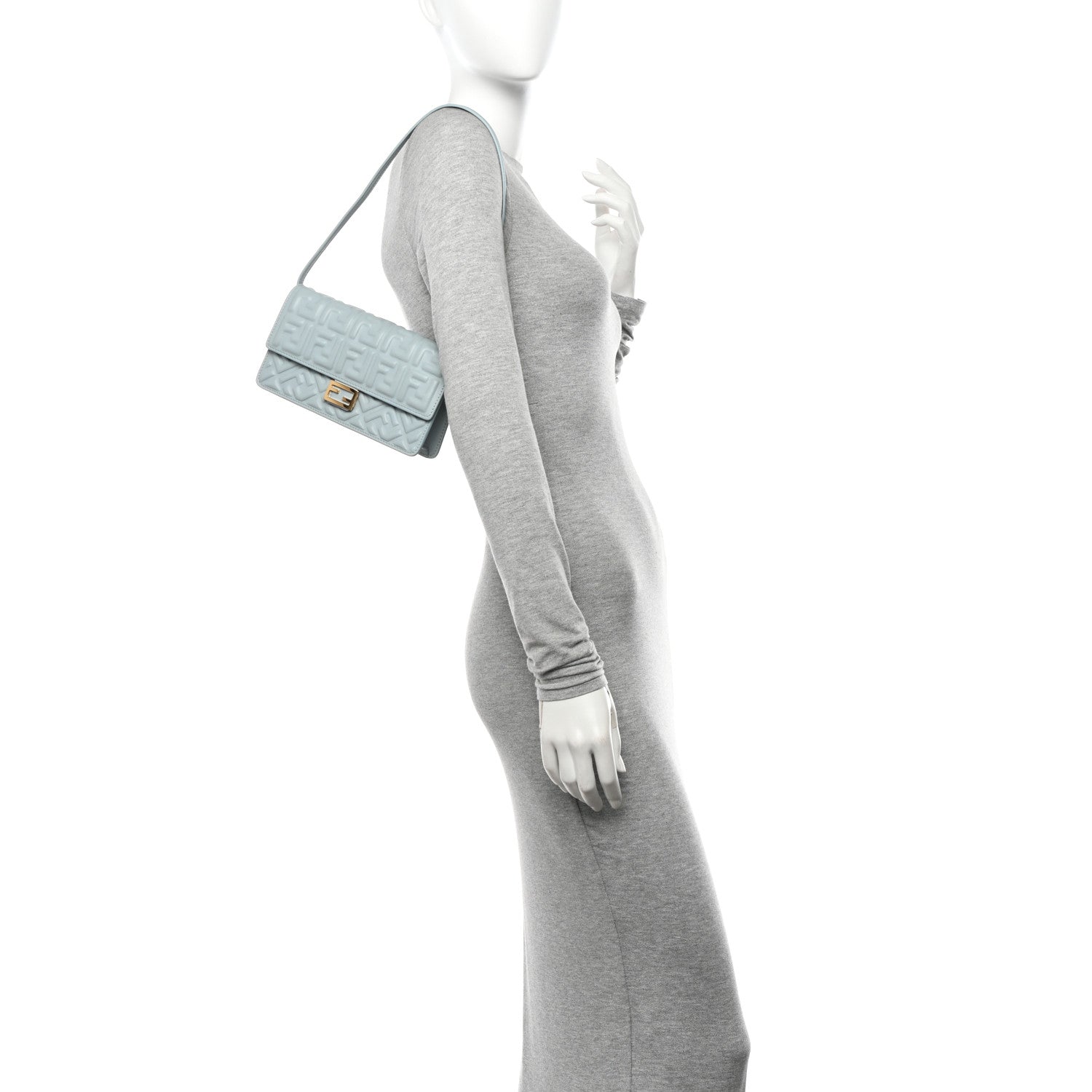 Fendi Nappa Matisse FF Embossed Wallet On Chain Baguette Anice 2 of 12
