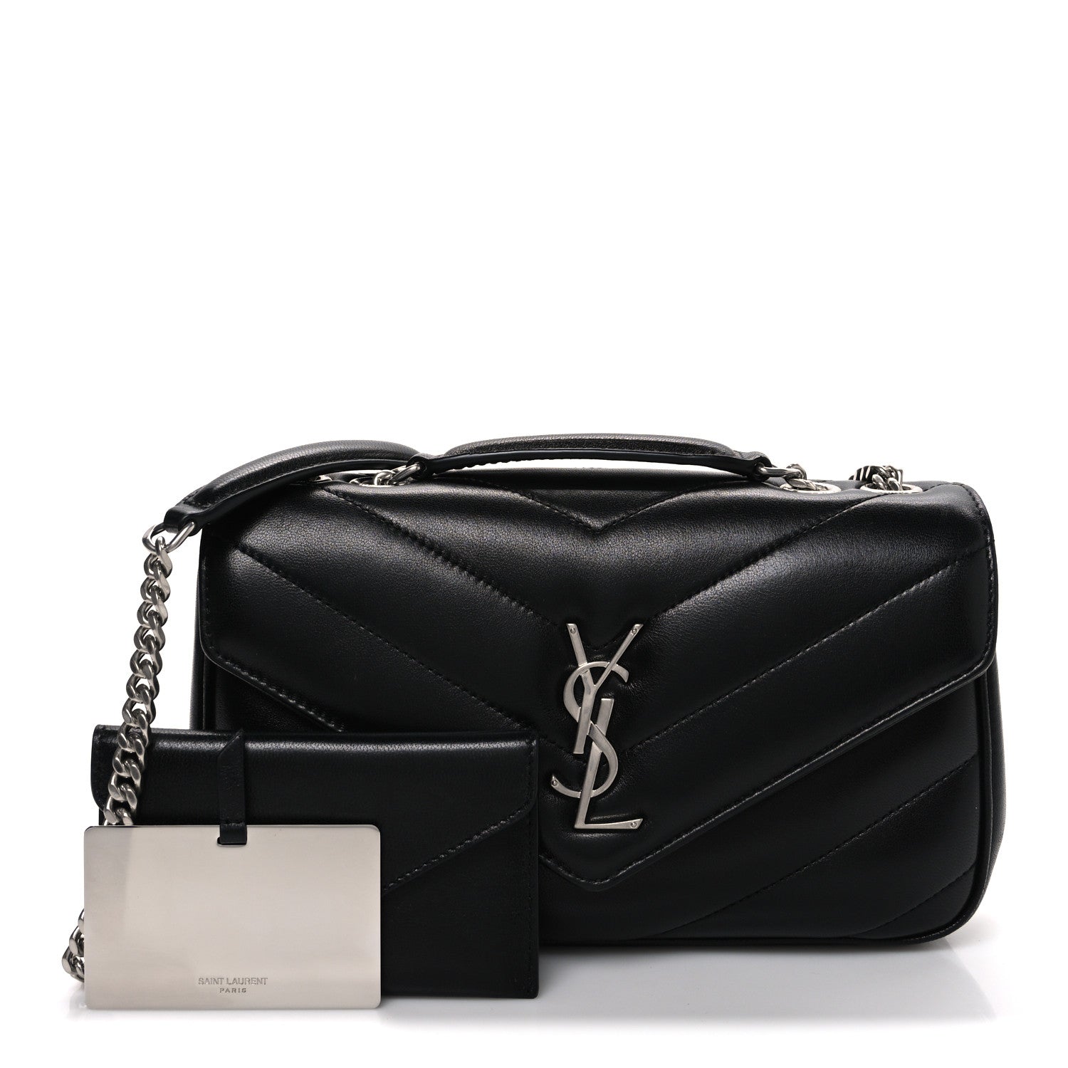 Saint Laurent Lambskin Chevron Quilted Small LouLou Black 3 of 11