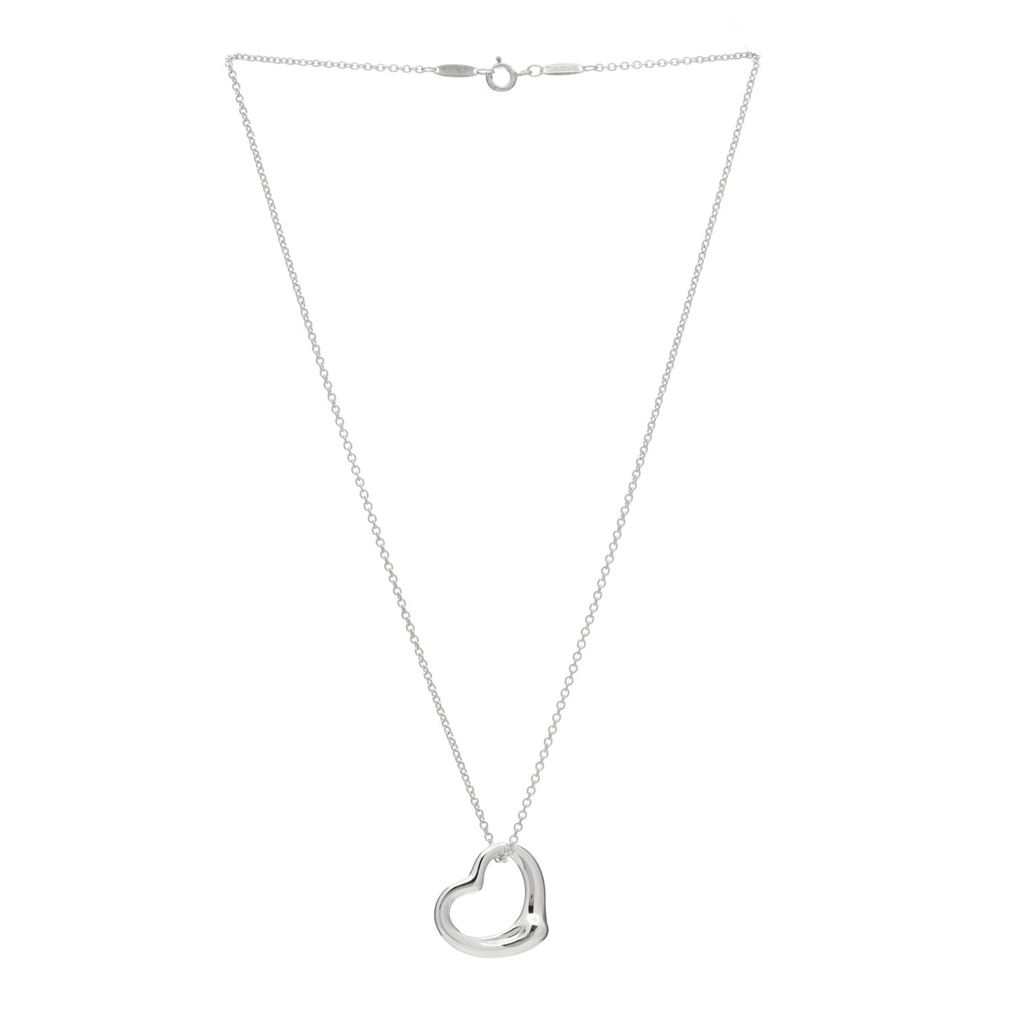 Sterling Silver 16mm Elsa Peretti Open Heart Pendant Necklace