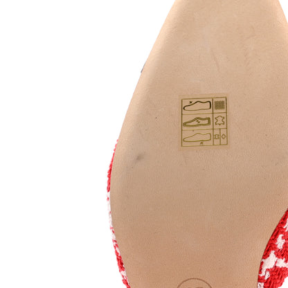 Chanel Tweed Grosgrain Cap Toe CC Slingback Pumps 39.5 Red White 9 of 11