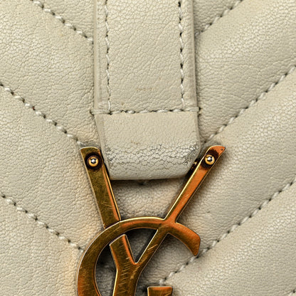 Saint Laurent Sheepskin Matelasse Chevron Monogram Large College Satchel Cream Soft 15 of 21