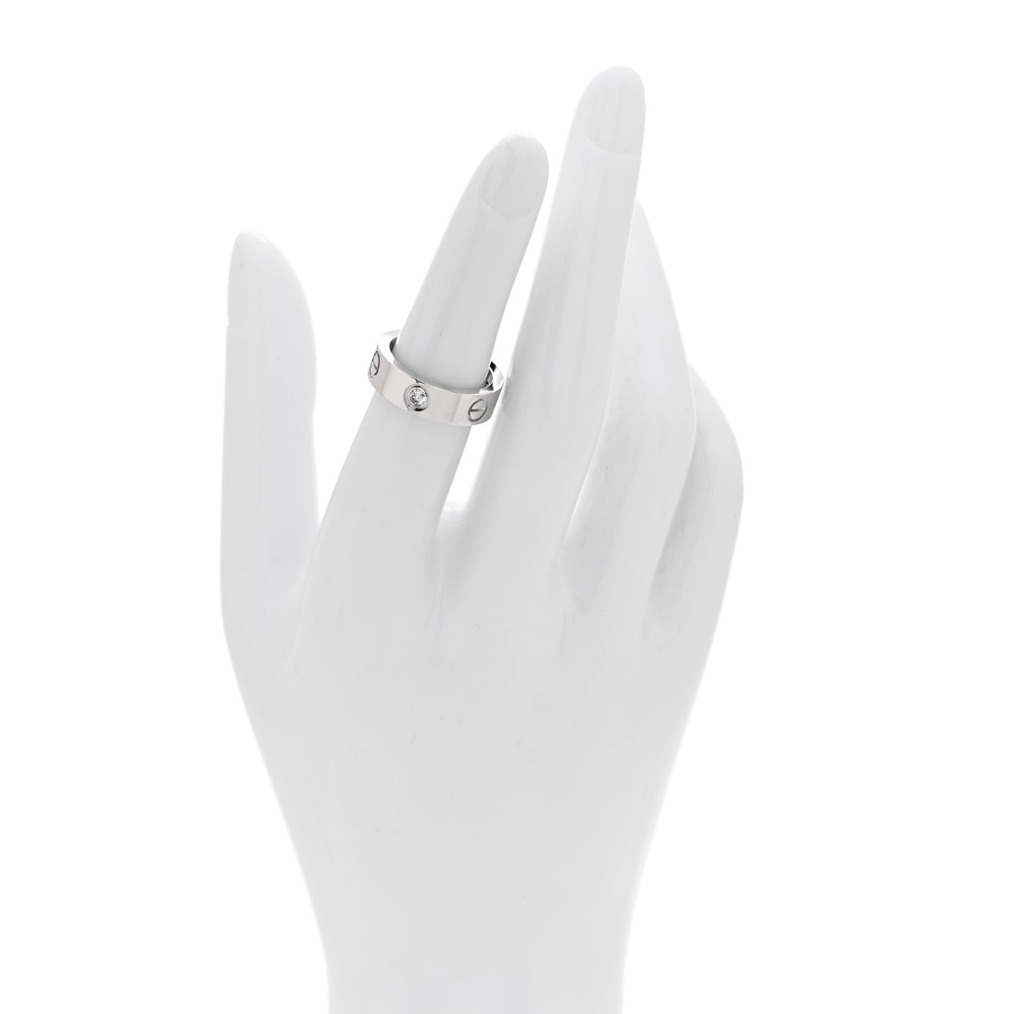18K White Gold 3 Diamond 5.5mm LOVE Ring 51 5.75