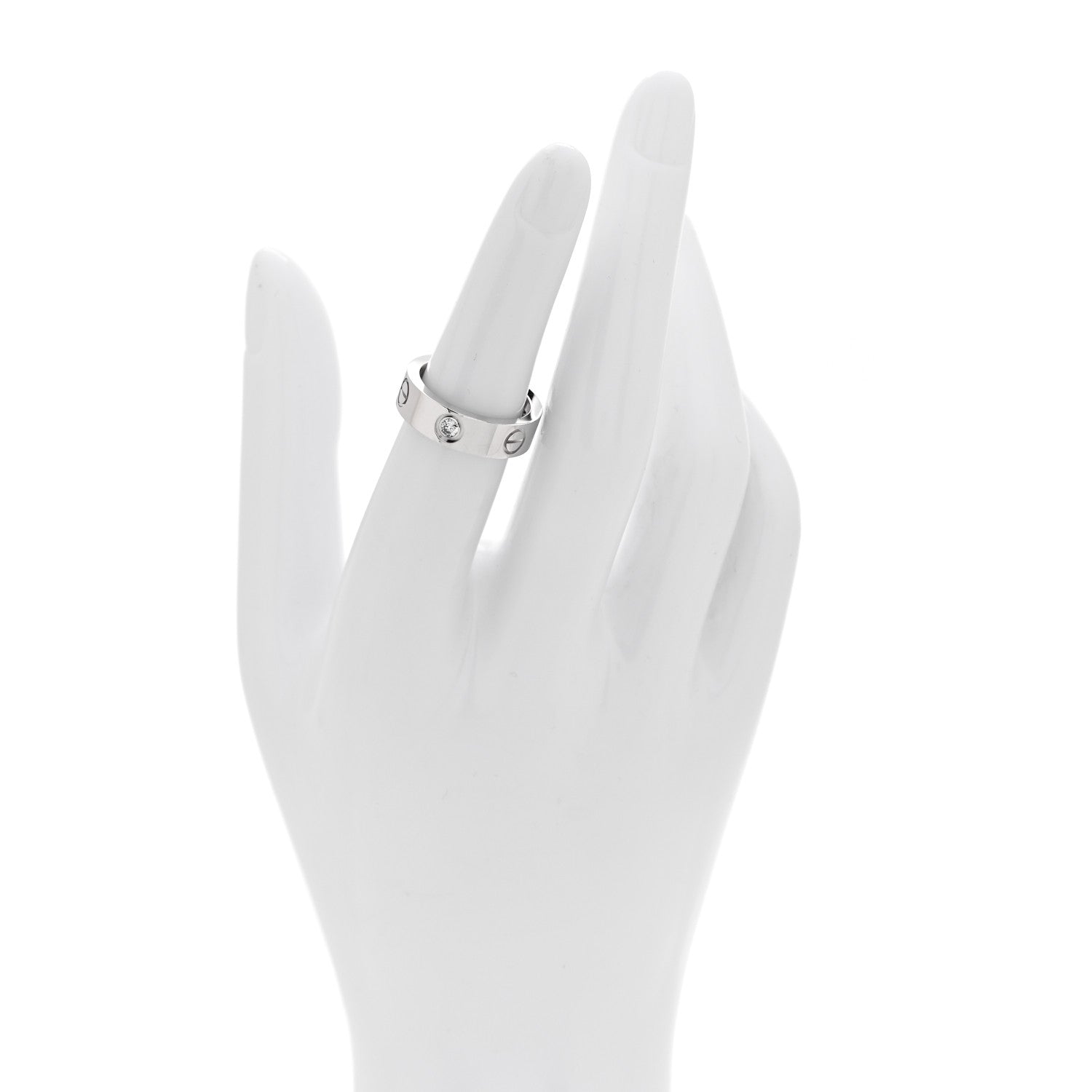 Cartier 18K White Gold 3 Diamond 5.5mm LOVE Ring 51 5.75 2 of 5