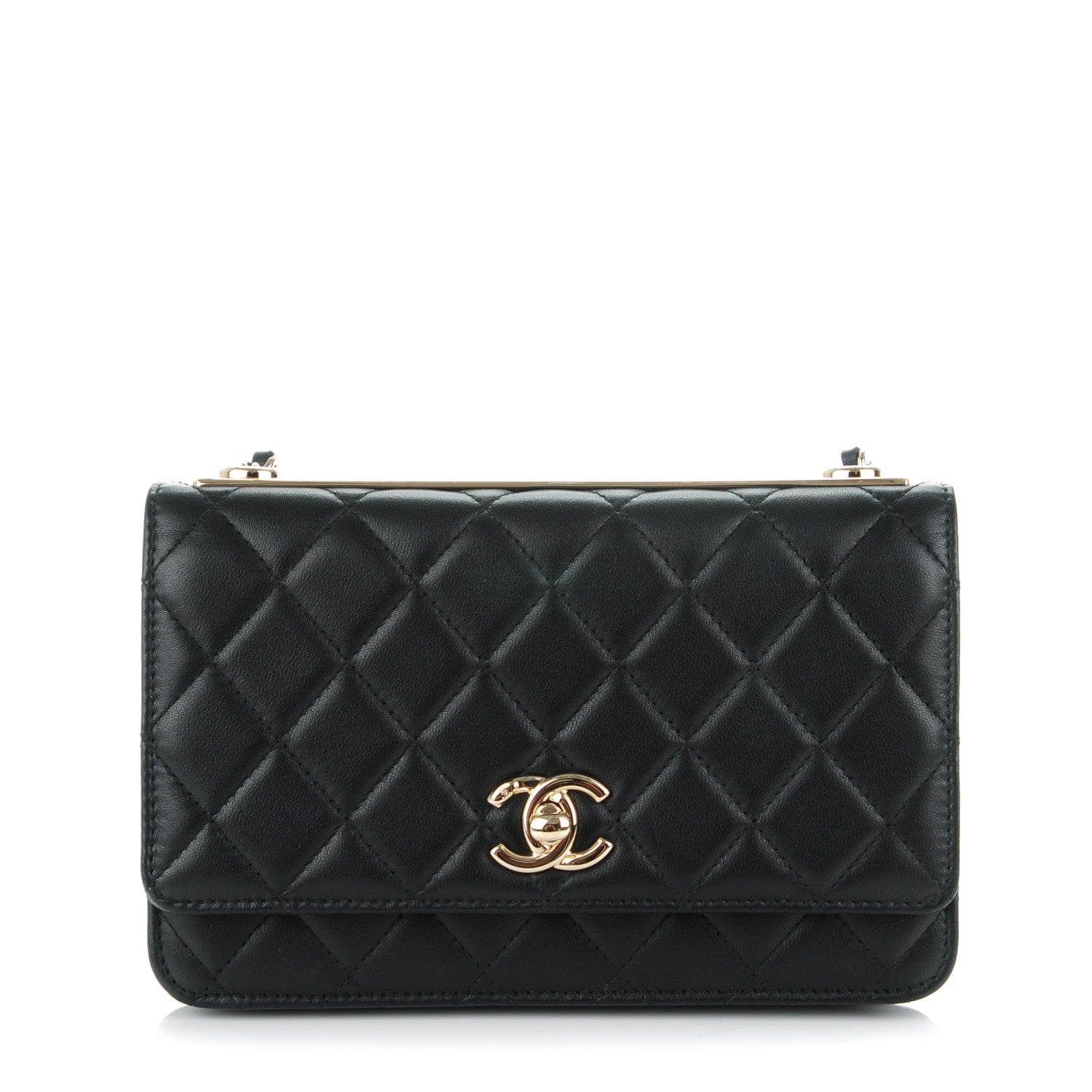 Chanel Lambskin Quilted Trendy CC Wallet On Chain WOC Black 1 of 10