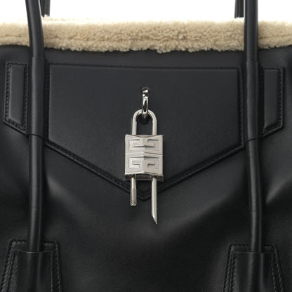 Givenchy Shearling Calfskin Medium Soft Lock Antigona Shoulder Bag Black Natural 9 of 9