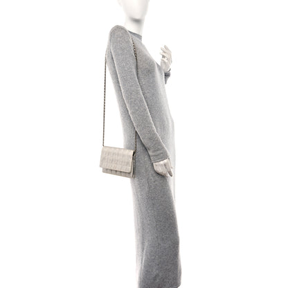 Chanel Nylon Travel Wallet On Chain WOC Metallic Silver 2 of 16