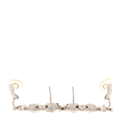 Chanel Crystal CC Long Drop Earrings Silver 3 of 5