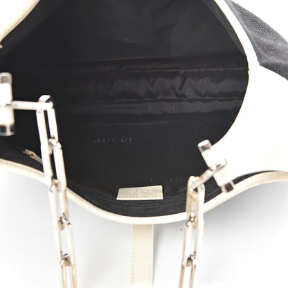 Gucci Canvas Calfskin Jackie O Hobo White Navy 5 of 15
