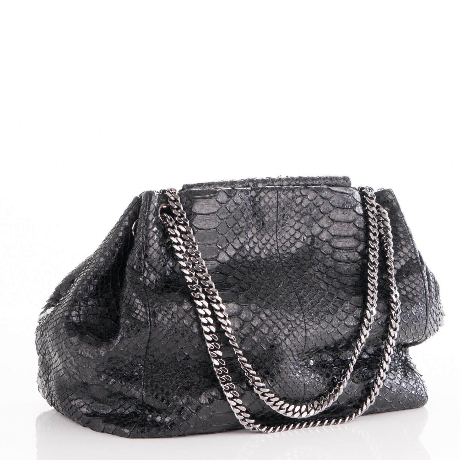 Chanel Python Accordion Tote Black 3 of 7