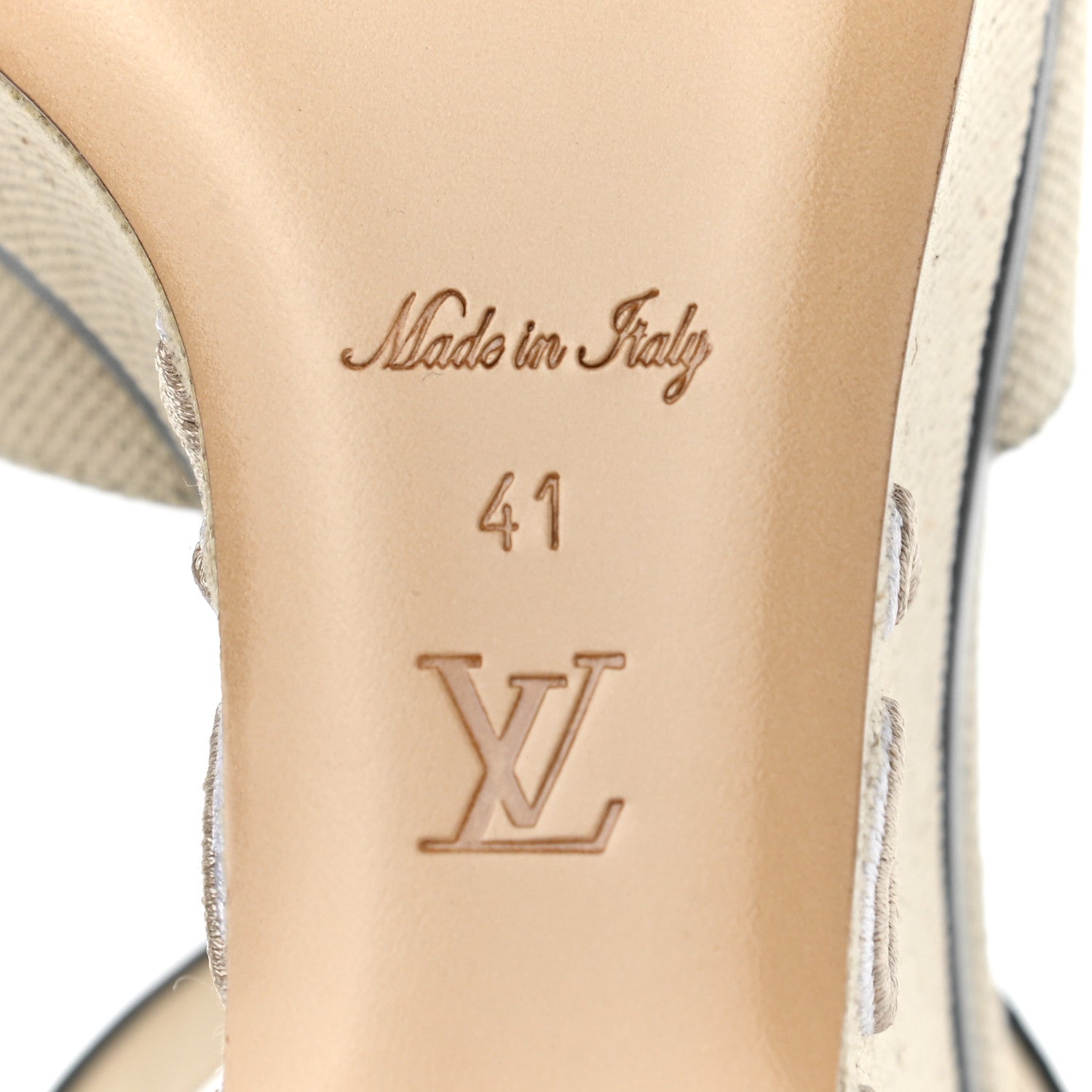 Louis Vuitton Canvas Calfskin Postcard Wedge Sandals 41 Ecru 8 of 9