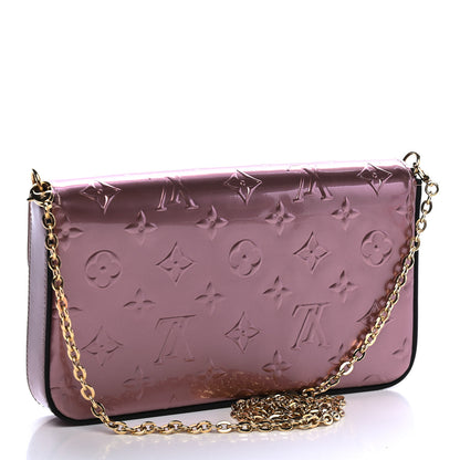 Louis Vuitton Vernis Pochette Felicie Chain Wallet Metallic Pale Pink 3 of 9