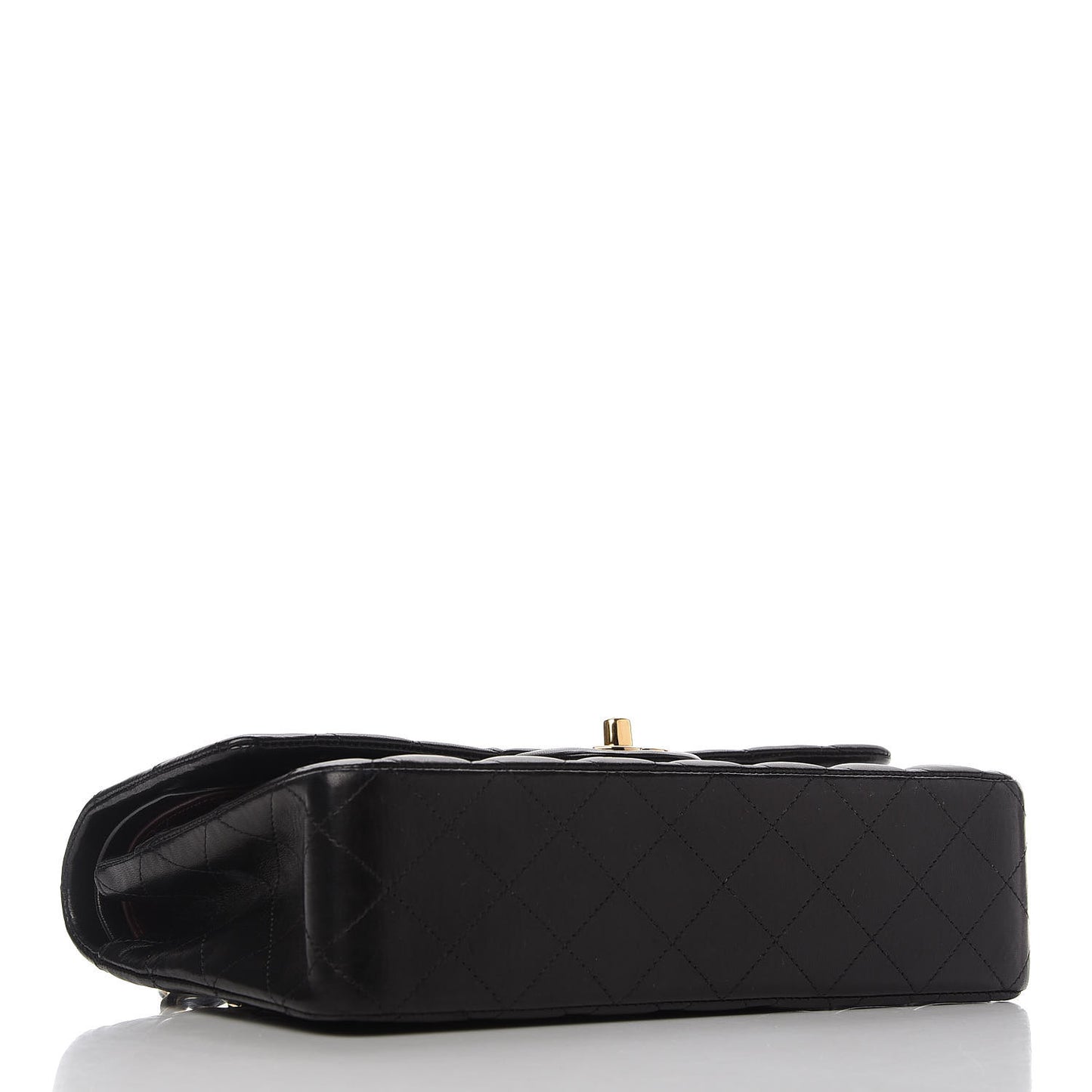Lambskin Quilted Medium Double Flap Black