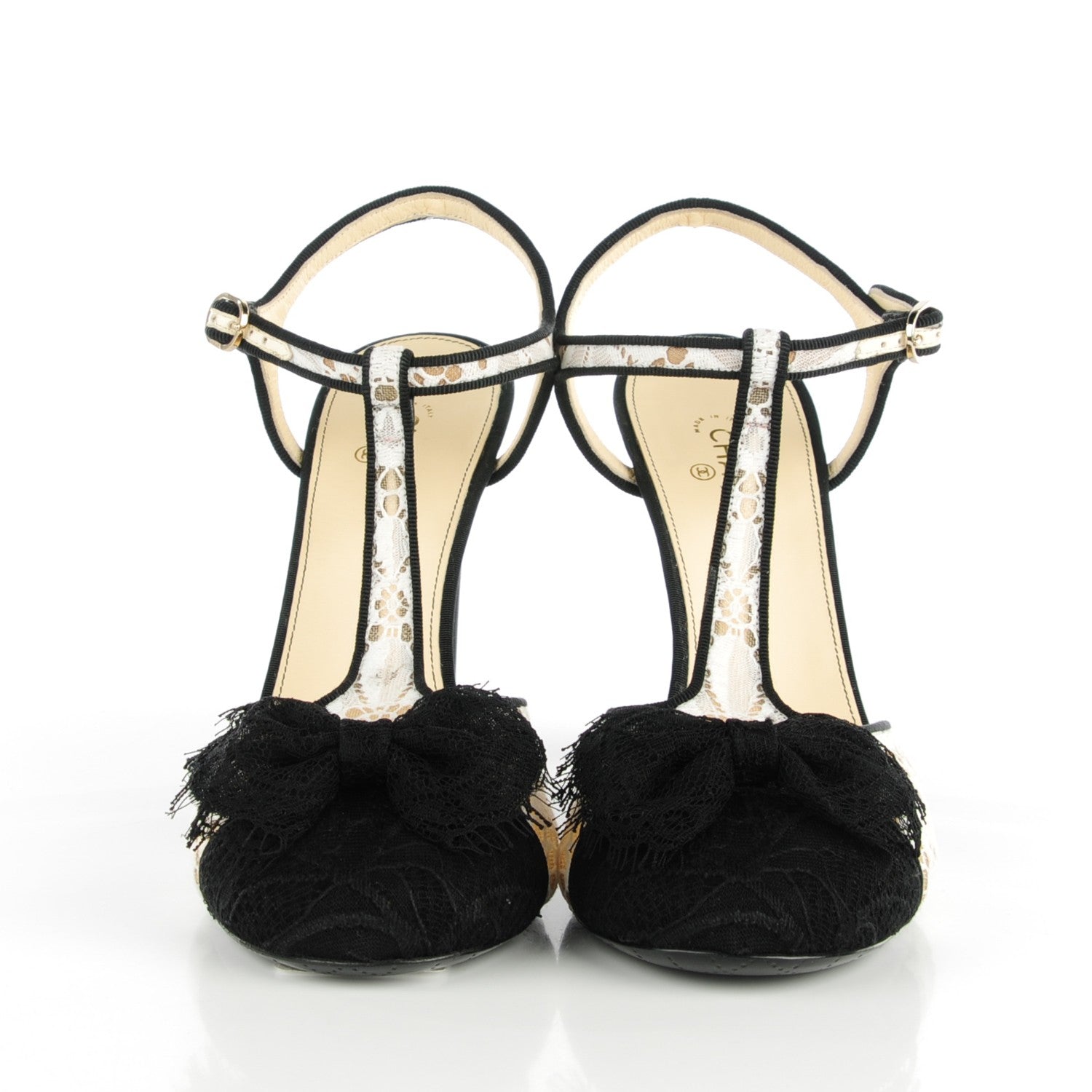 Chanel Lace Bow Ankle Strap Pumps 40 Black 2 of 6