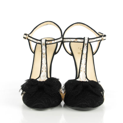 Chanel Lace Bow Ankle Strap Pumps 40 Black 2 of 6