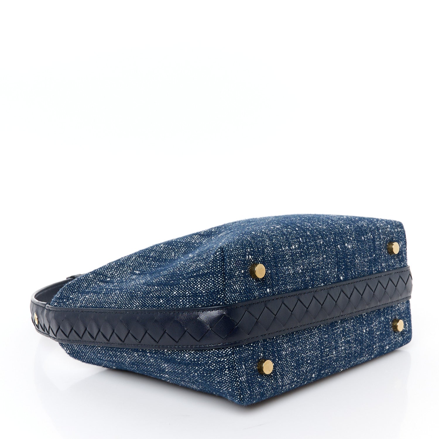 Bottega Veneta Denim Boucle Wallace Shoulder Bag Navy White Space 4 of 11