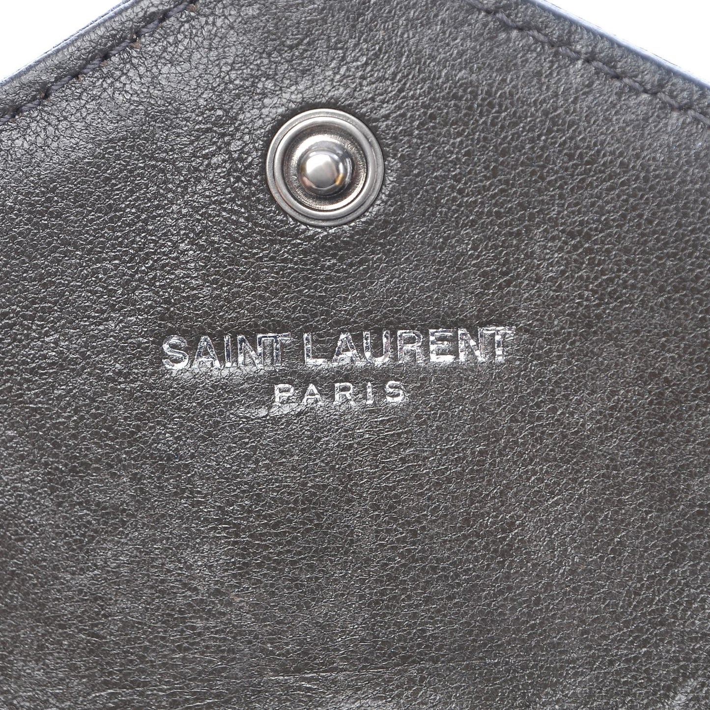 Lambskin Mixed Matelasse Chevron Small Monogram Envelope Wallet Coal