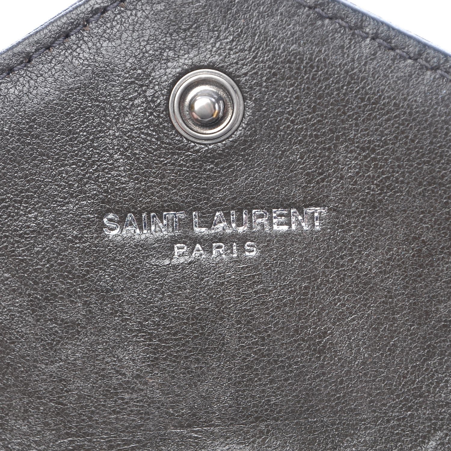 Saint Laurent Lambskin Mixed Matelasse Chevron Small Monogram Envelope Wallet Coal 6 of 8