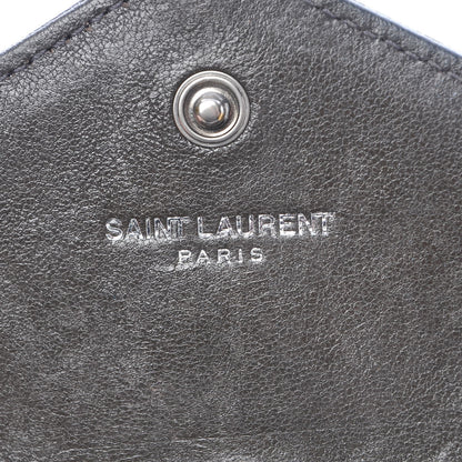 Saint Laurent Lambskin Mixed Matelasse Chevron Small Monogram Envelope Wallet Coal 6 of 8