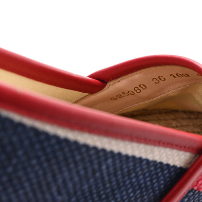 Gucci Canvas Sylvie Stripe Logo Platform Espadrilles 36 Mystic White Hibiscus Red Maritime 9 of 10